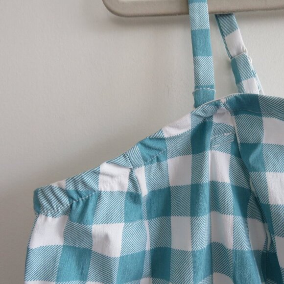 TORRID Fit And Flare Button Up Strapless Crop Top Jones Gingham Cloud Dancer NWT - Picture 6 of 15